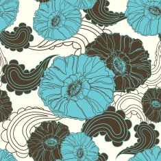 Vector floral seamless blue poppy flower