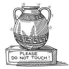 Ancient Vase Museum Do Not Touch Sign Drawing