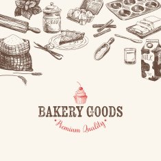 Vector bakery retro background Vintage Illustration N2