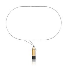 Wooden Lead Pencil Drawing Square Speech Balloon N2 free image download