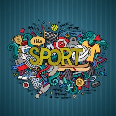 Sport hand lettering and doodles elements background N8