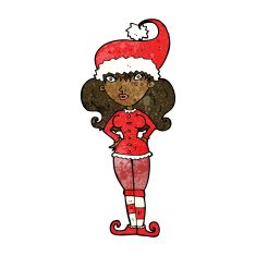cartoon santa's helper woman N15