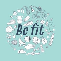 Color Sport and fitness doodle pattern frame for your text N2