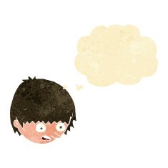 cartoon stressed face with thought bubble N10