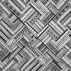 Seamless ethnic doodle black and white background pattern in vector N2