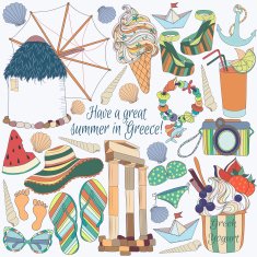 Travel to Greece Pattern Summer vacation in Greece
