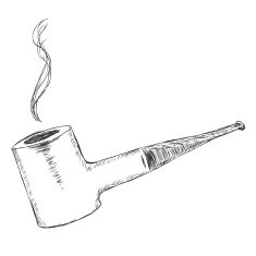 Vector Single Sketch Tobacco Pipe - Poker