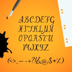 Set of the black capital letters with punctuation marks