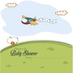 baby shower card with cute plane
