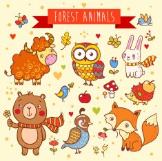 Vector set of wild animals in the forest N2