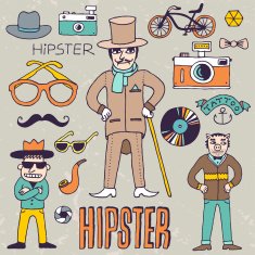 Funny hipster set Vector illustration