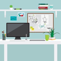 Graphic designer and illustrator workspace