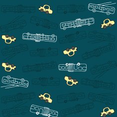 Seamless pattern with buses and trolleybuses