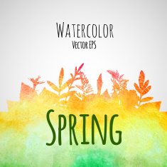 Abstract hand drawn watercolor texture background with leaves N2