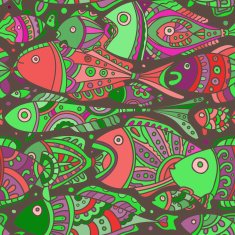 Vector seamless pattern with a lot of Fishes N2