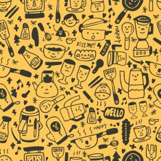 cute yellow cartoon seamless pattern