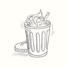 Sketched full trash bin desktop icon