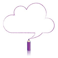 Purple Pencil Drawing Cloud Speech Balloon