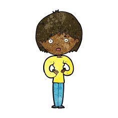 cartoon woman making Who Me? gesture N75