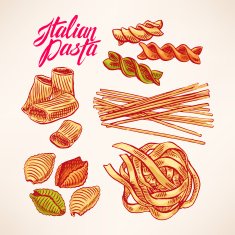 set with hand-drawn pasta N2