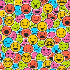 Seamless pattern with color emoticons