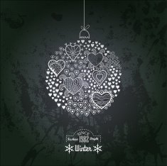 Vector ornate christmas ball made of hearts