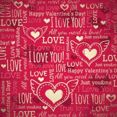 red background with valentine heart and wishes text N4