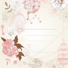 Flowers and birdcages background N3