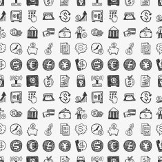 seamless doodle financial pattern N2