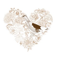 Calligraphic Hand drawn Heart - from Flowers and Birds