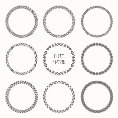 Hand drawn monochrome frame of geometric pattern Design elements N2
