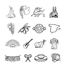 Spain black icon set N2