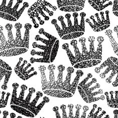 Crowns seamless pattern repeating vector background hand drawn
