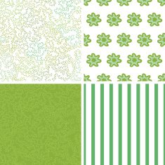 Vector curly doodle shapes set of four marching repeat patterns N2