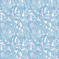 wavy seamless pattern with little pink hearts Sketchy style