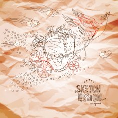 Fairytale background with old crumpled paper