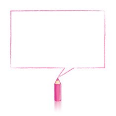 Pink Pencil Drawing Rectangular Speech Balloon