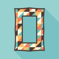 Vintage photo frame with colorful triangles