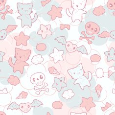 Seamless pattern with doodle Vector kawaii illustration N16
