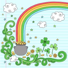 St Patrick's Day Rainbow's End Pot of Gold Doodle Vector