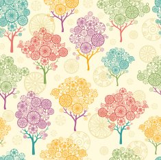 Doodle Trees Seamless Pattern Background