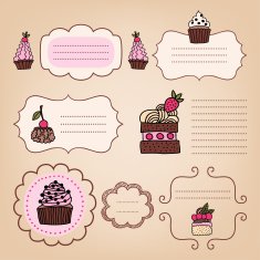 Set of vintage frames with cakes