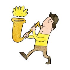 cartoon man blowing saxophone N12