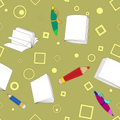 School notes seamless pattern on khaki background