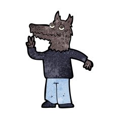 cartoon happy wolf man N31