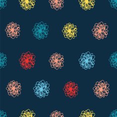 Summer seamless background with flower polka dots N2