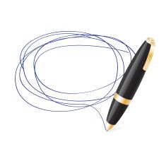 Ball pen draws jauntily circle on a white background N2