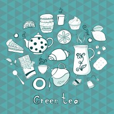Tea and sweets icons set N3