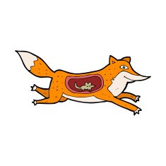 cartoon fox with mouse in belly N5