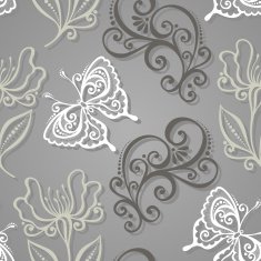 Seamless Floral Pattern with Insects N6